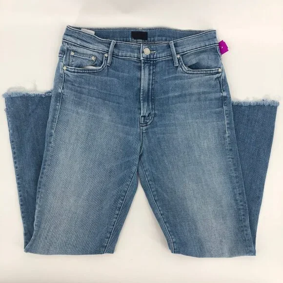 MOTHER Blue Distressed Slim Fit Ankle JeansMade in USA
